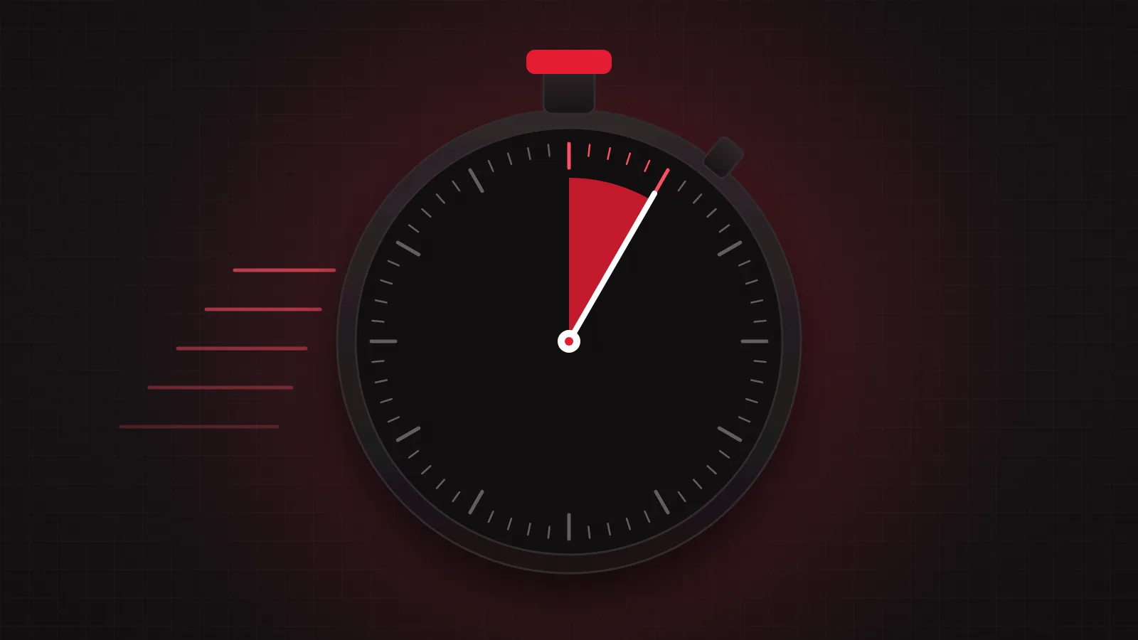Cronômetro com os primeiros cinco minutos destacados em vermelho